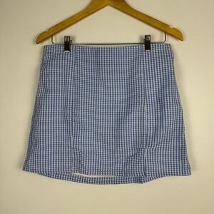 No Boundaries Blue Gingham Skirt Girls Size M Elastic Waist Lined Preppy Picnic